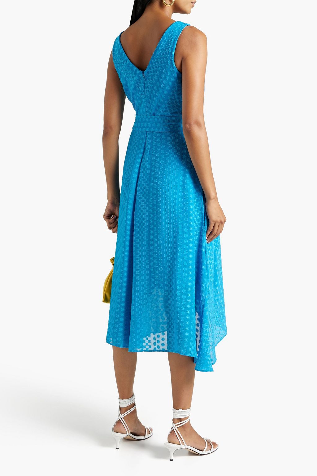 DKNY Wrap-effect fil coupé chiffon midi dress