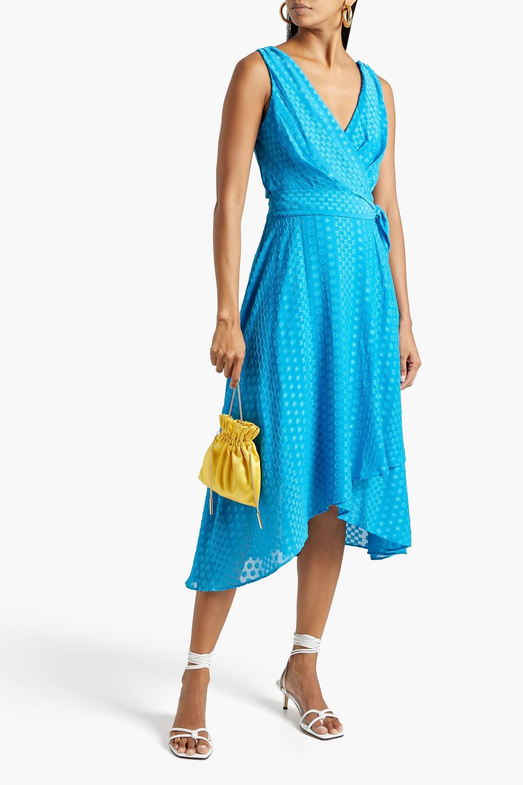 DKNY Wrap-effect fil coupé chiffon midi dress