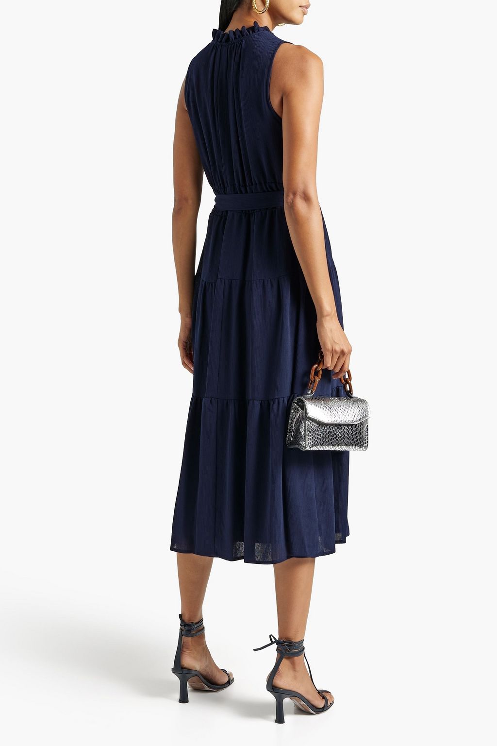 DKNY Gathered belted crepon midi dress THE