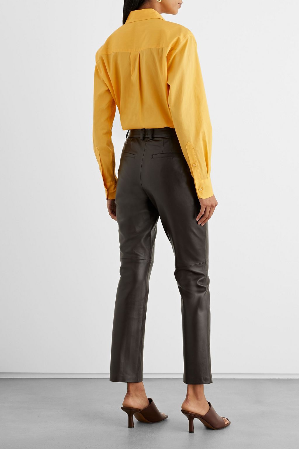 IRIS & INK Amber leather straight-leg pants