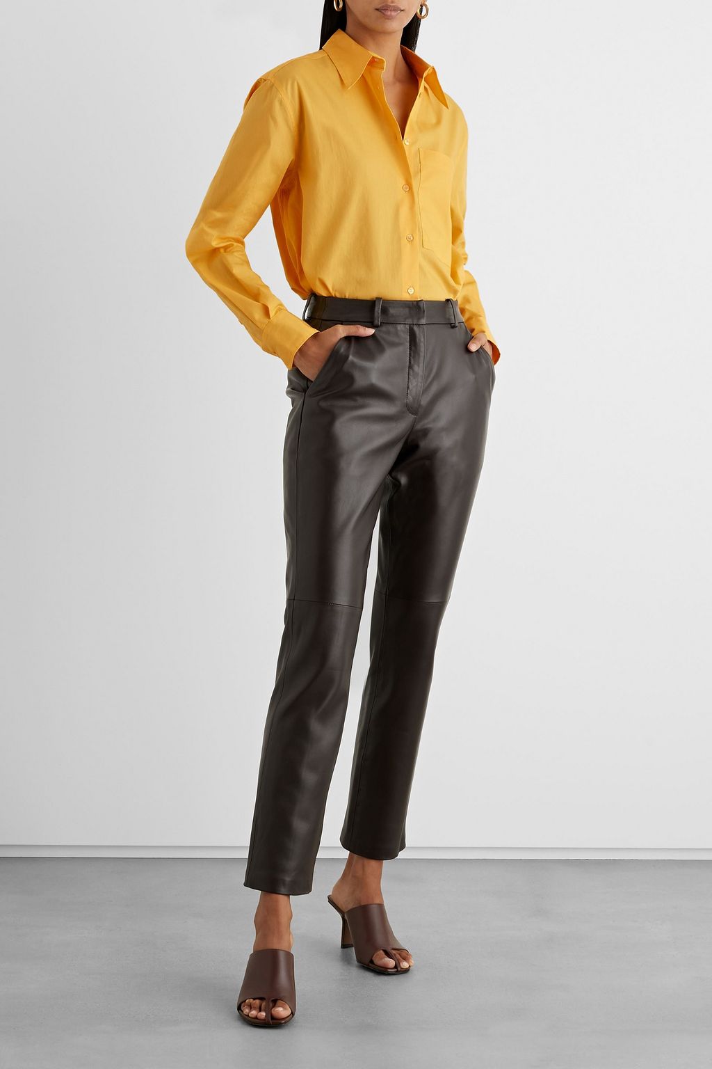 IRIS & INK Amber leather straight-leg pants