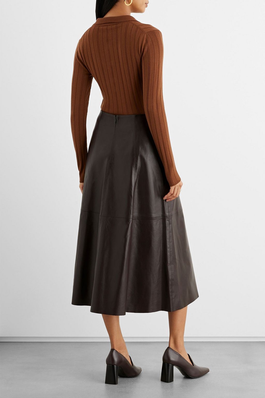 IRIS & INK Jacqueline leather midi skirt