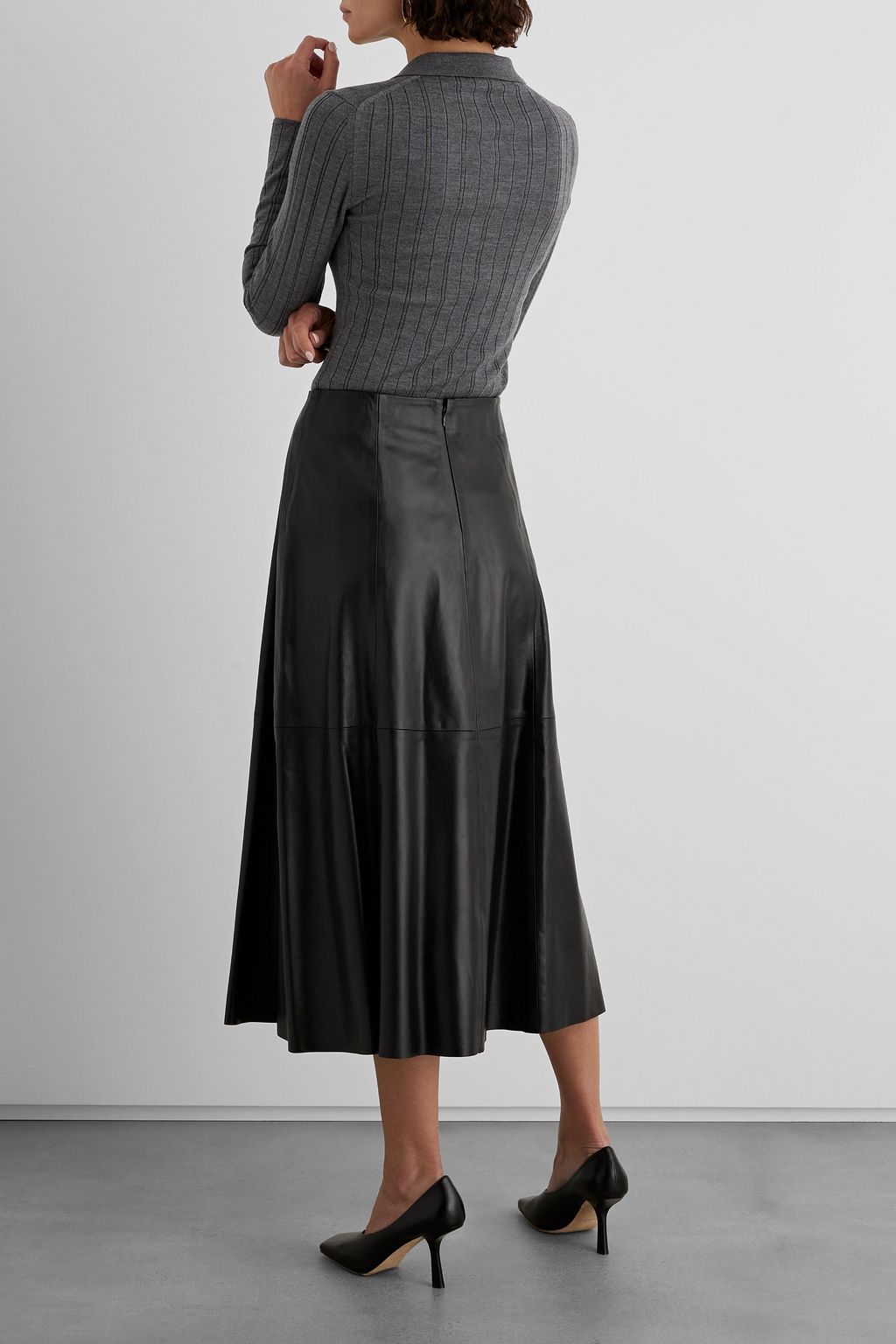 IRIS & INK Jacqueline leather midi skirt