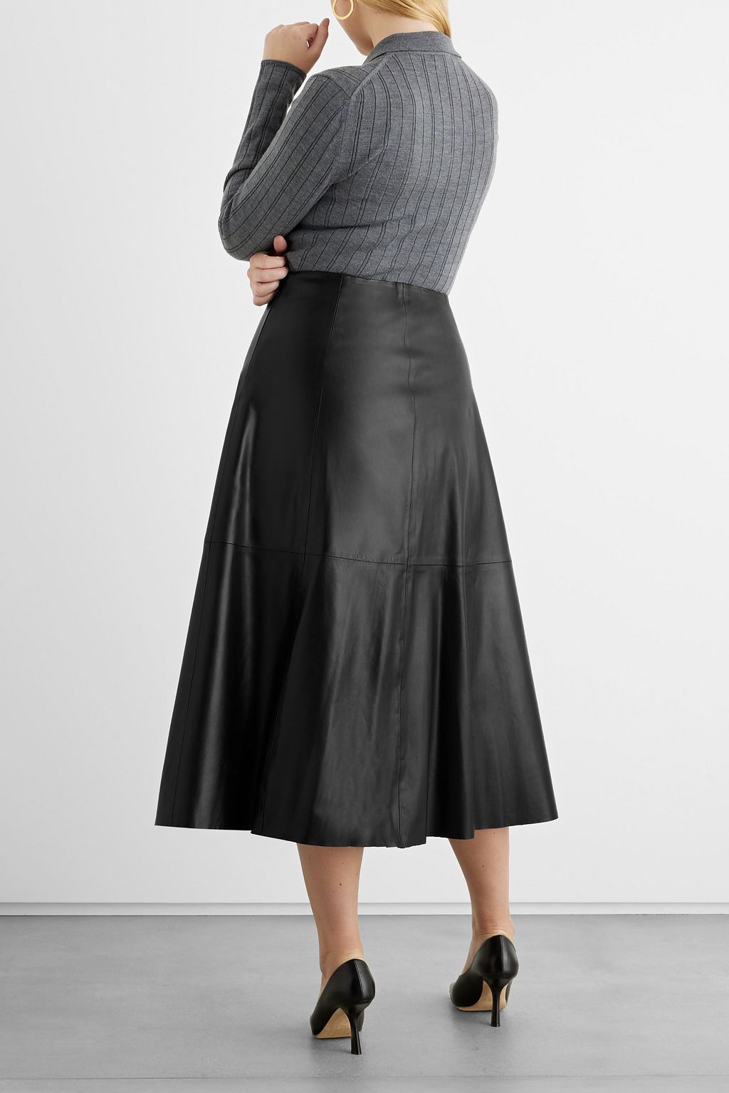 IRIS & INK Jacqueline leather midi skirt