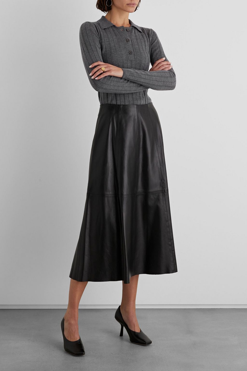 IRIS & INK Jacqueline leather midi skirt