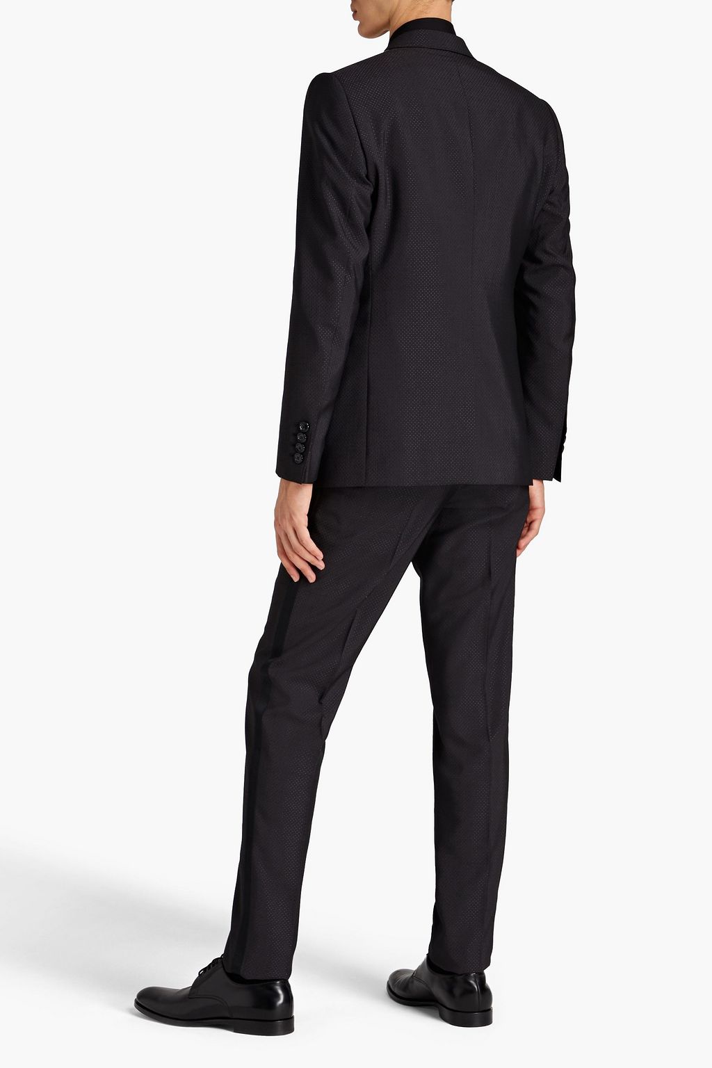 DOLCE & GABBANA Satin-trimmed polka-dot jacquard suit