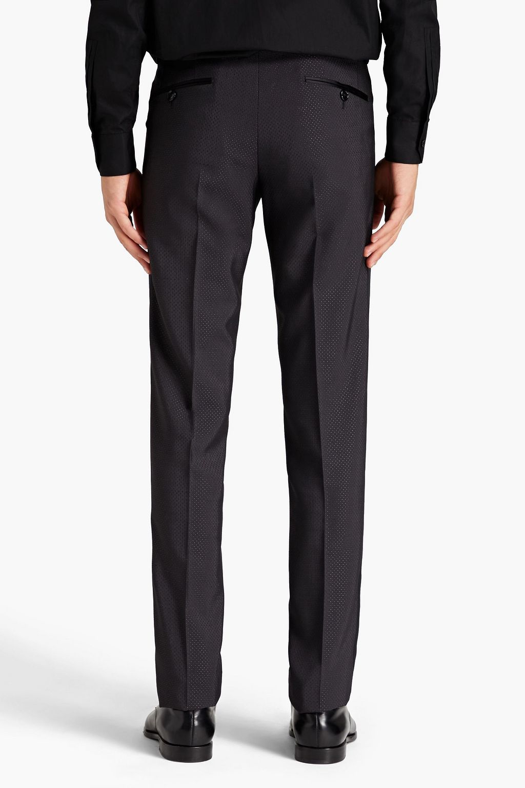 DOLCE & GABBANA Satin-trimmed polka-dot jacquard suit