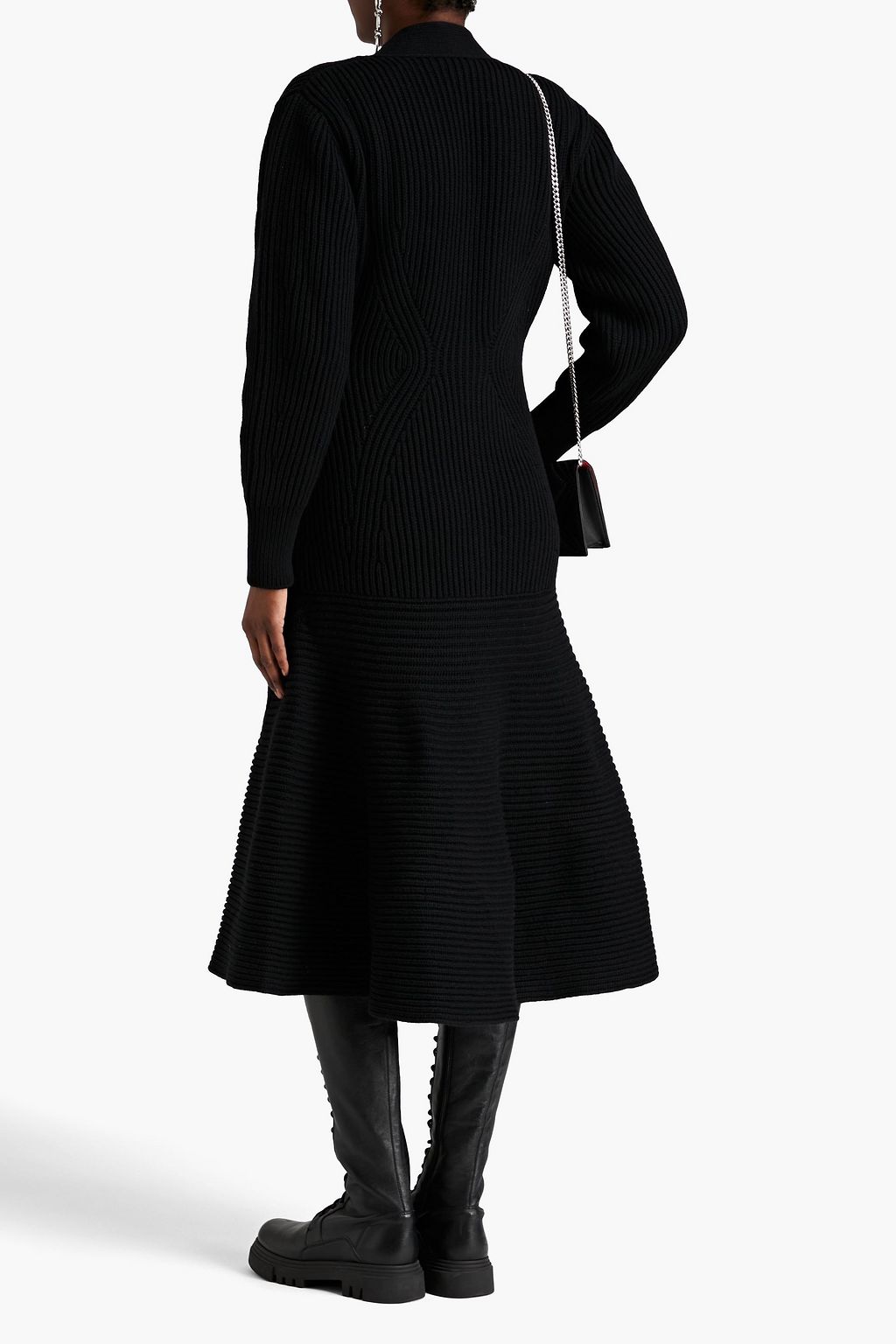 MCQUEEN Ribbed wool and cashmere-blend cardigan