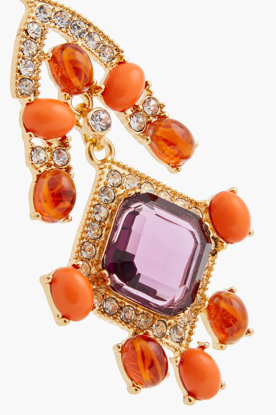 KENNETH JAY LANE GOLD-PLATED, RESIN AND CRYSTAL EARRINGS