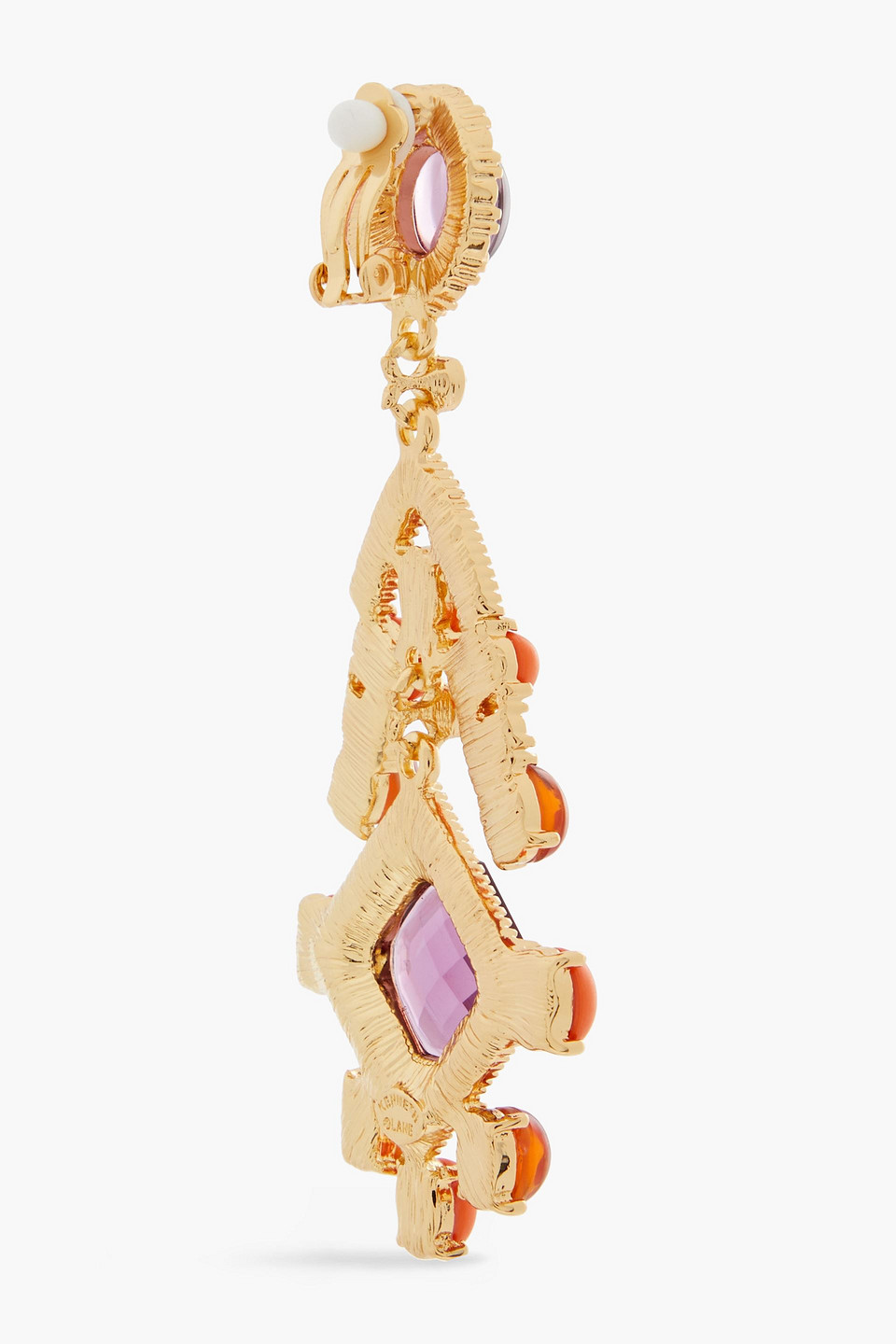 KENNETH JAY LANE GOLD-PLATED, RESIN AND CRYSTAL EARRINGS