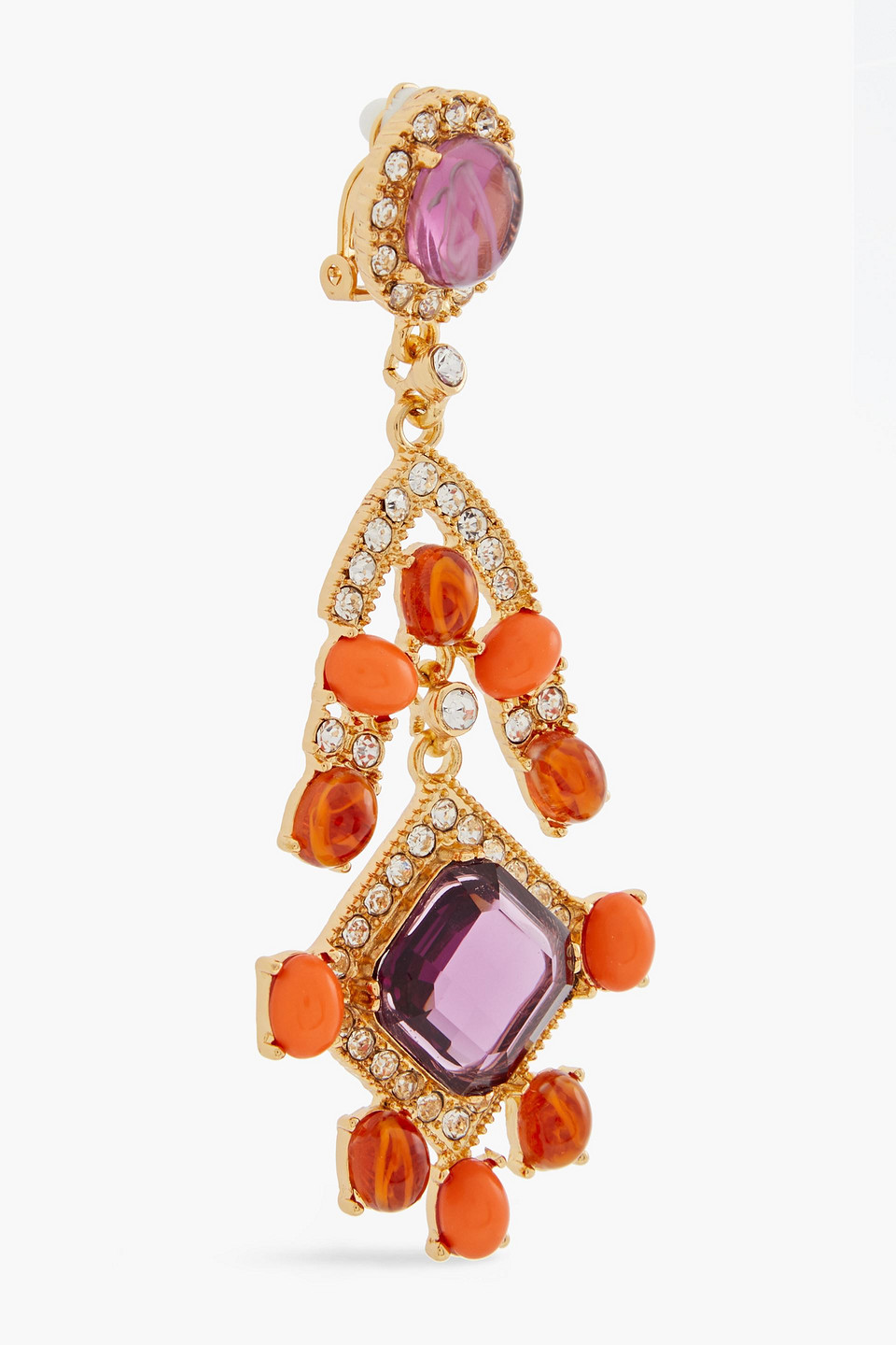 KENNETH JAY LANE GOLD-PLATED, RESIN AND CRYSTAL EARRINGS