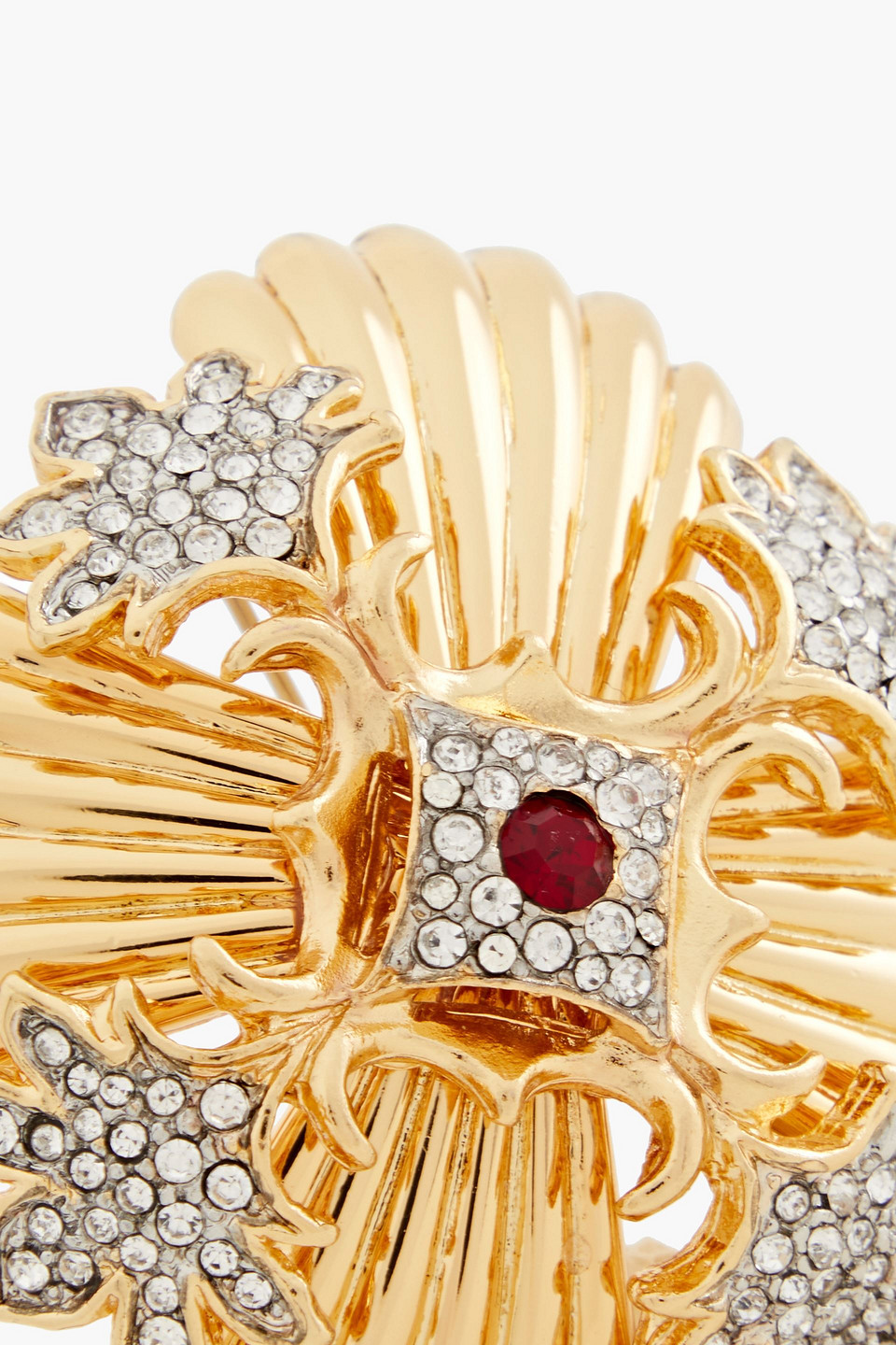 KENNETH JAY LANE GOLD-PLATED CRYSTAL BROOCH