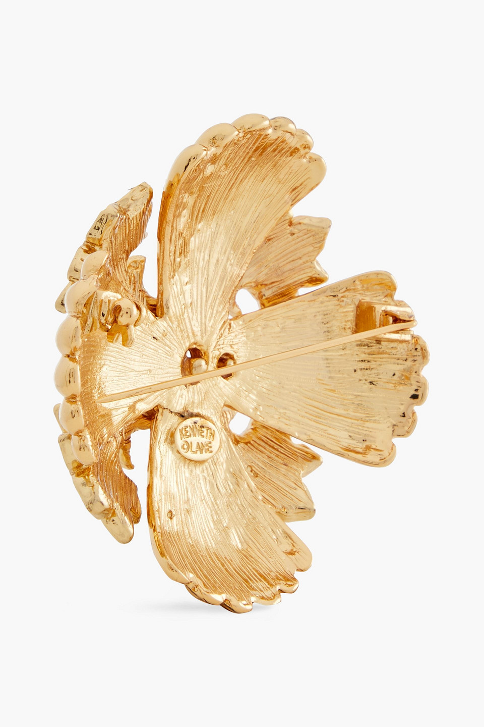 KENNETH JAY LANE GOLD-PLATED CRYSTAL BROOCH