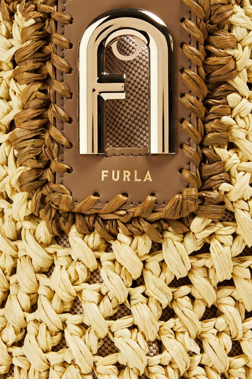 FURLA Lipari two-tone straw bucket bag