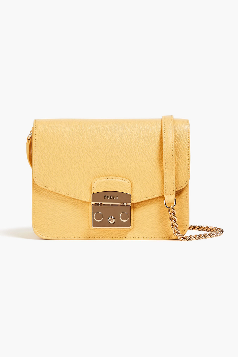 Furla Metropolis Pebbled-leather Shoulder Bag In Yellow