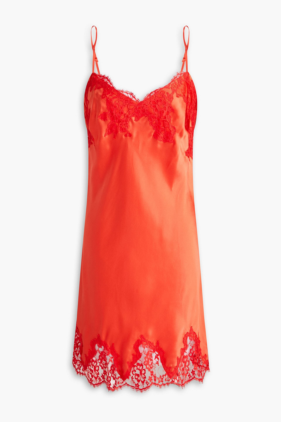 Lise Charmel Splendeur Soie Lace-trimmed Silk-blend Satin Chemise In Red