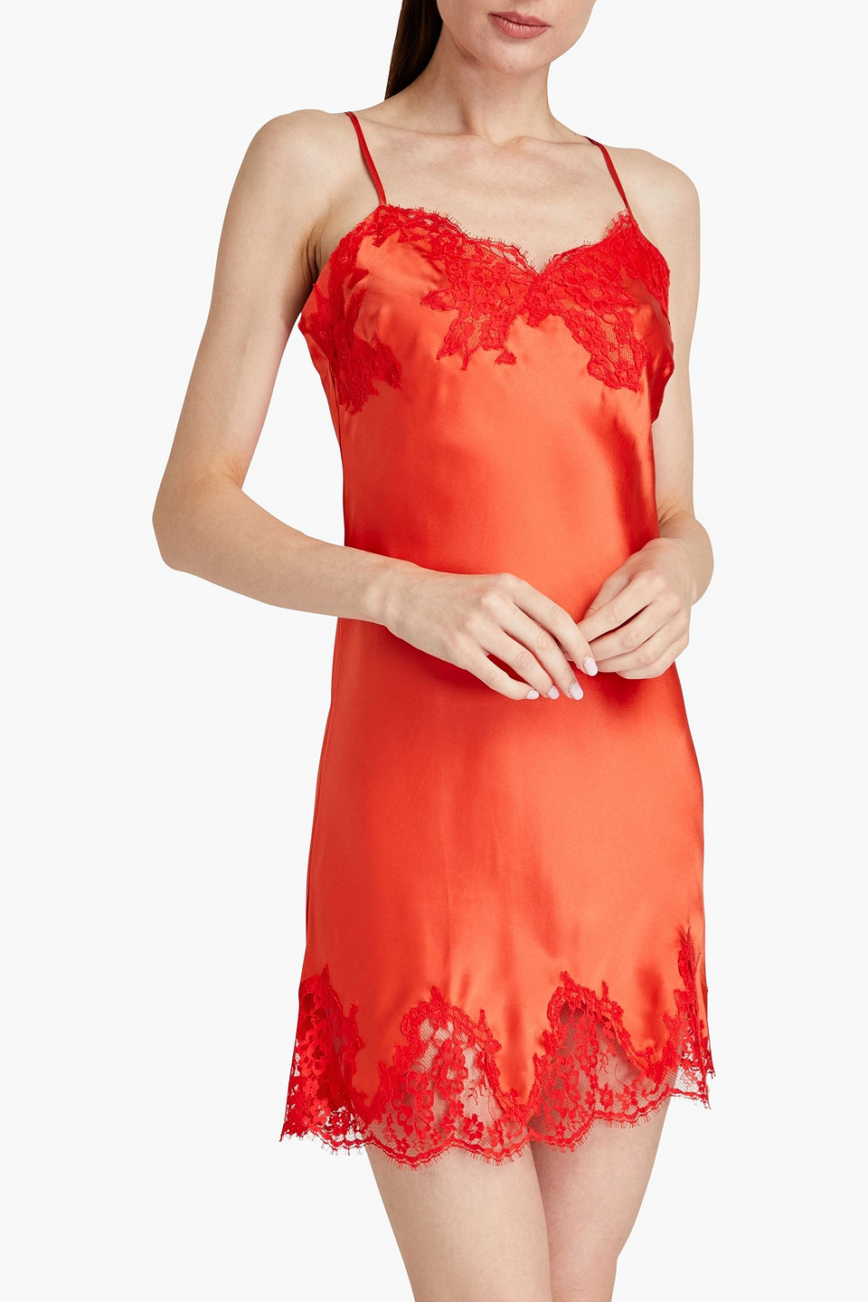 LISE CHARMEL SPLENDEUR SOIE LACE-TRIMMED SILK-BLEND SATIN CHEMISE 3074457345632893646
