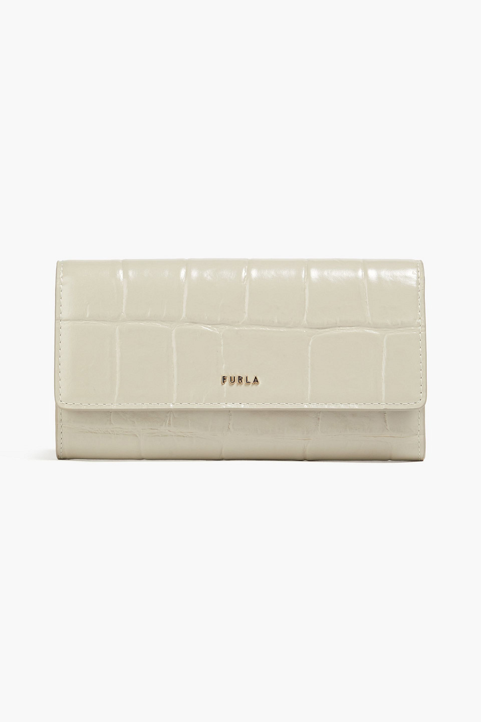 Furla Babylon Croc-effect Leather Continental Wallet In White