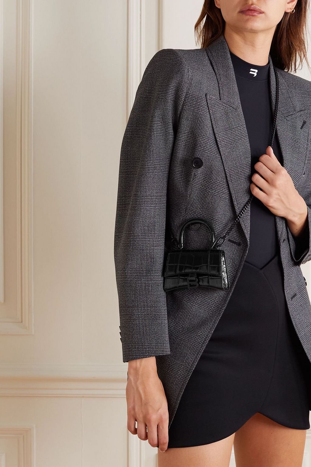 BALENCIAGA Hourglass nano croc-effect leather tote