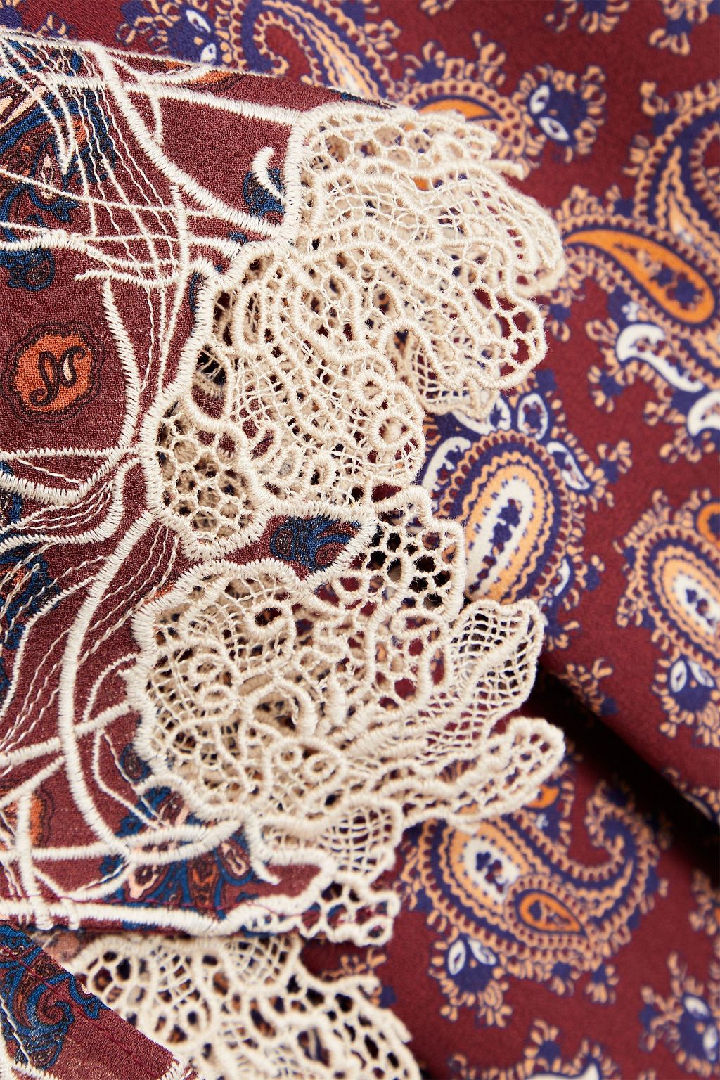 CHLOÉ Gerafftes Minikleid aus Seiden-Crêpe mit Paisley-Print