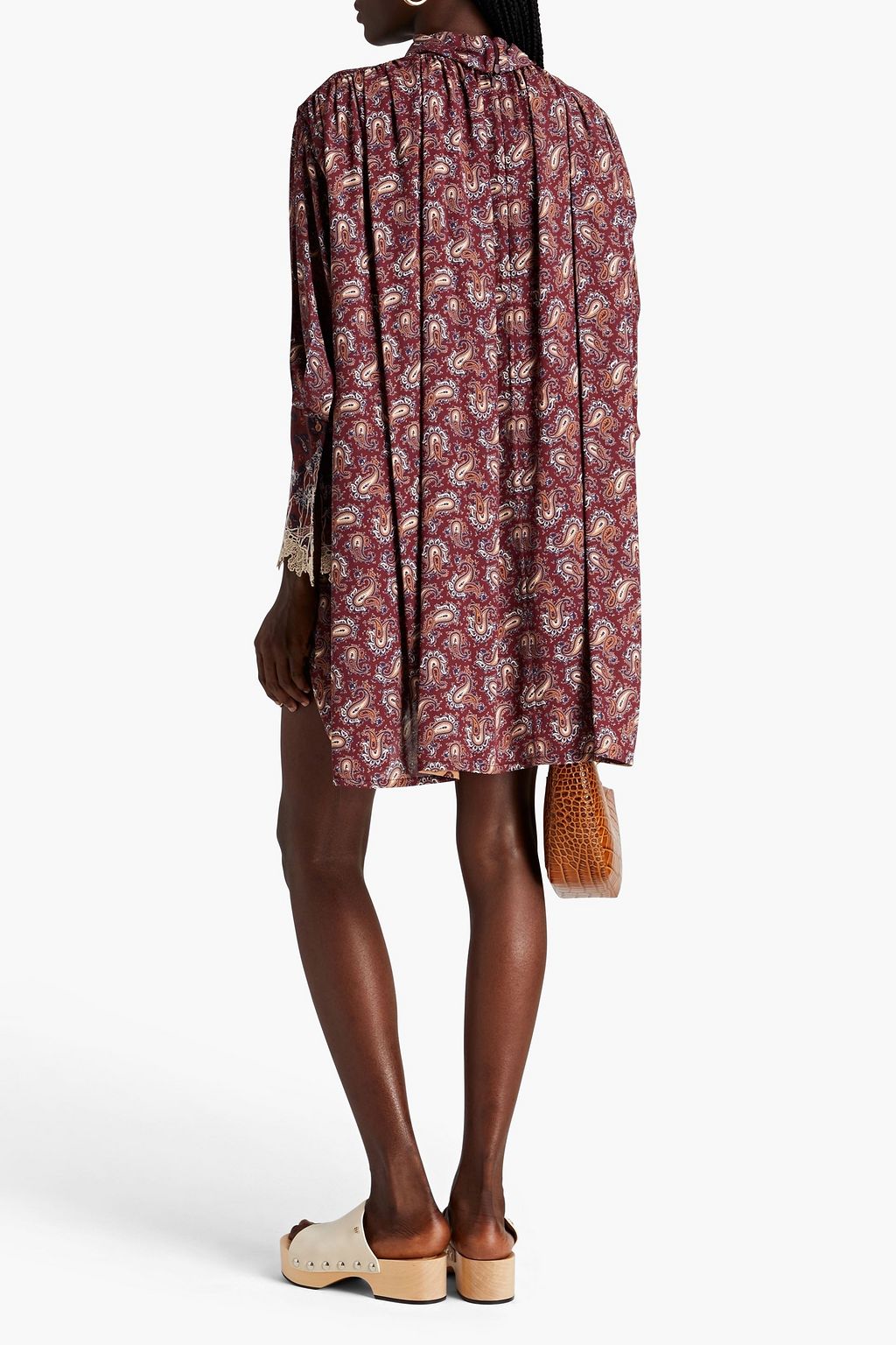 CHLOÉ Gerafftes Minikleid aus Seiden-Crêpe mit Paisley-Print