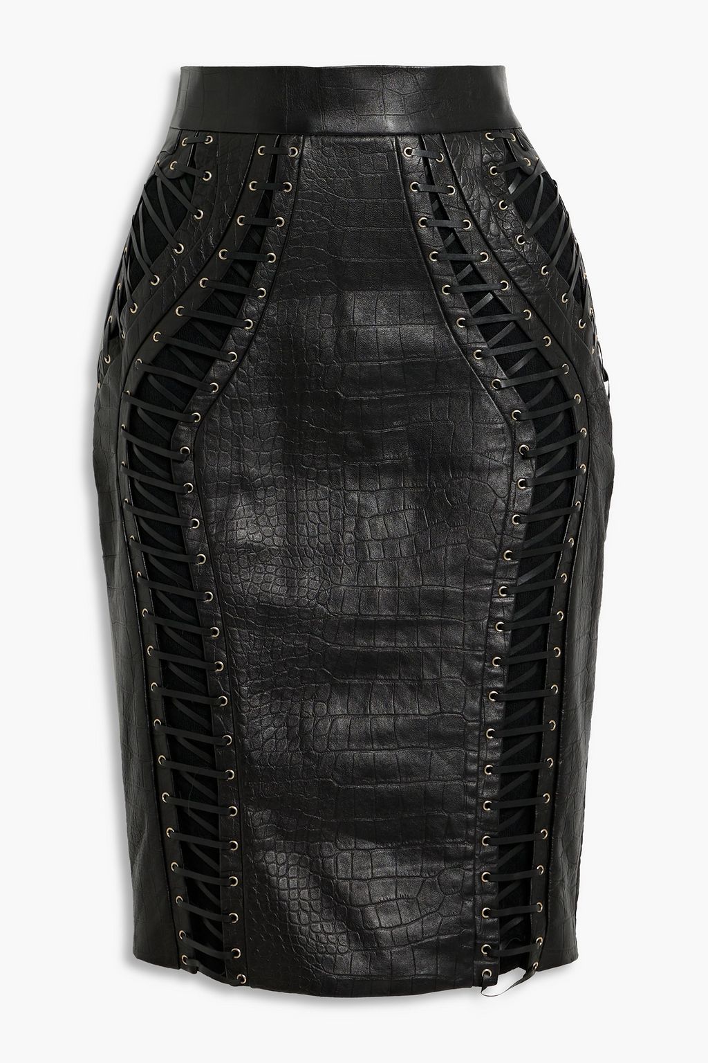 black croc leather skirt