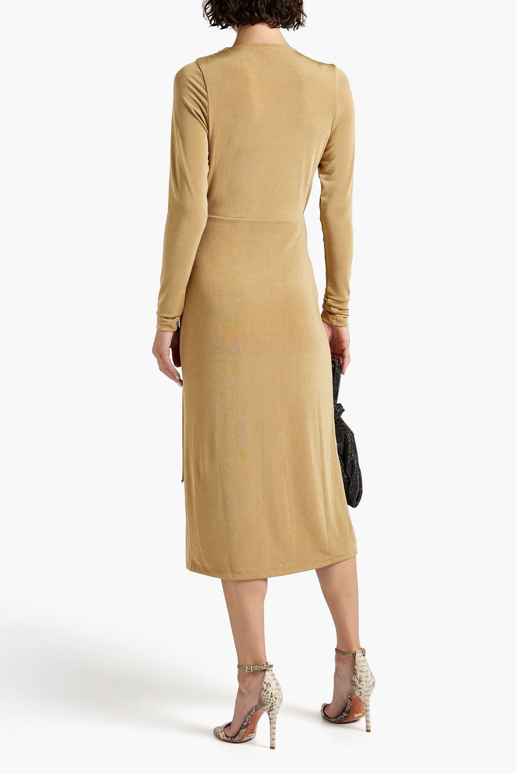 GOOD AMERICAN Wrapeffect draped stretchknit midi dress Sale up to