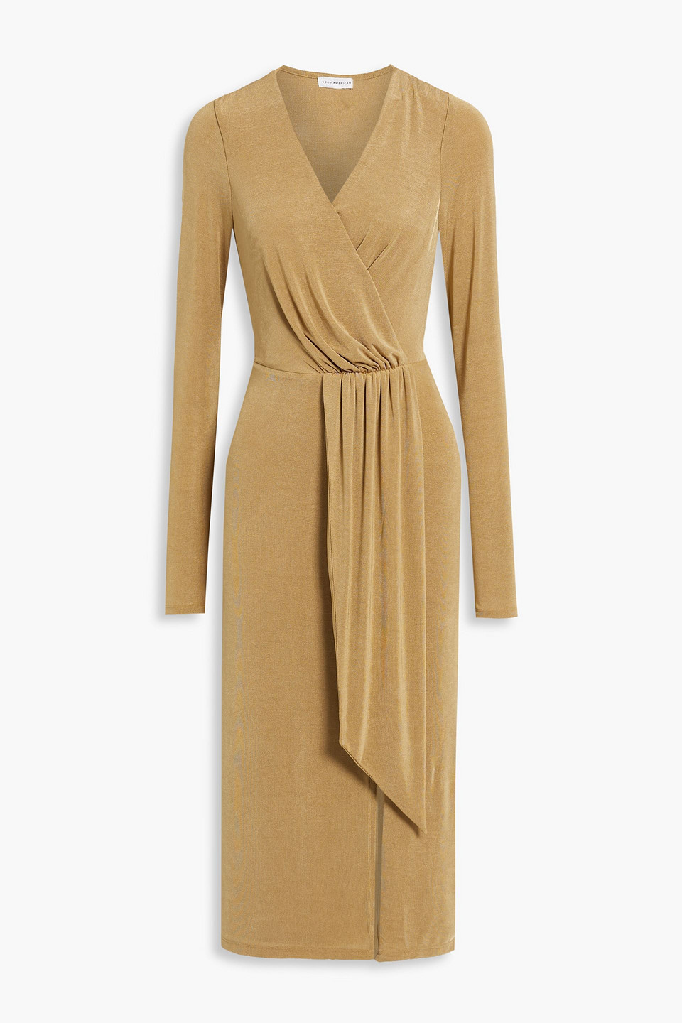 good american long sleeve wrap dress Good American Women's Denim Wrap Shirt Dress - Blue - Size XS