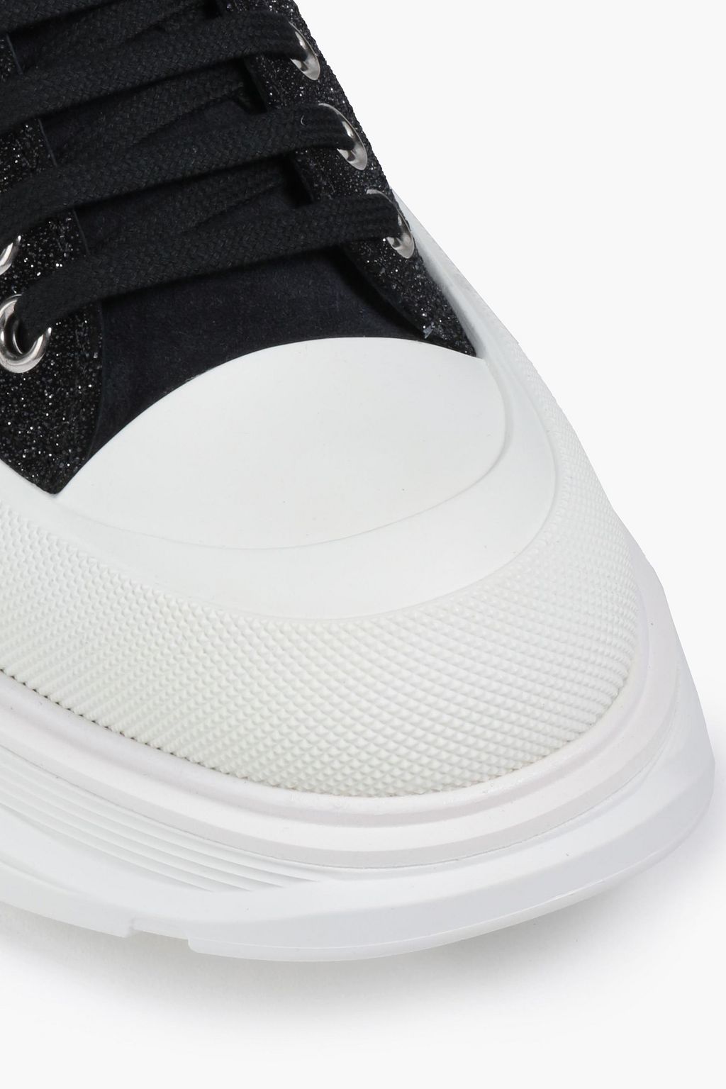 ALEXANDER MCQUEEN Suedetrimmed glittered leather sneakers Sale up to