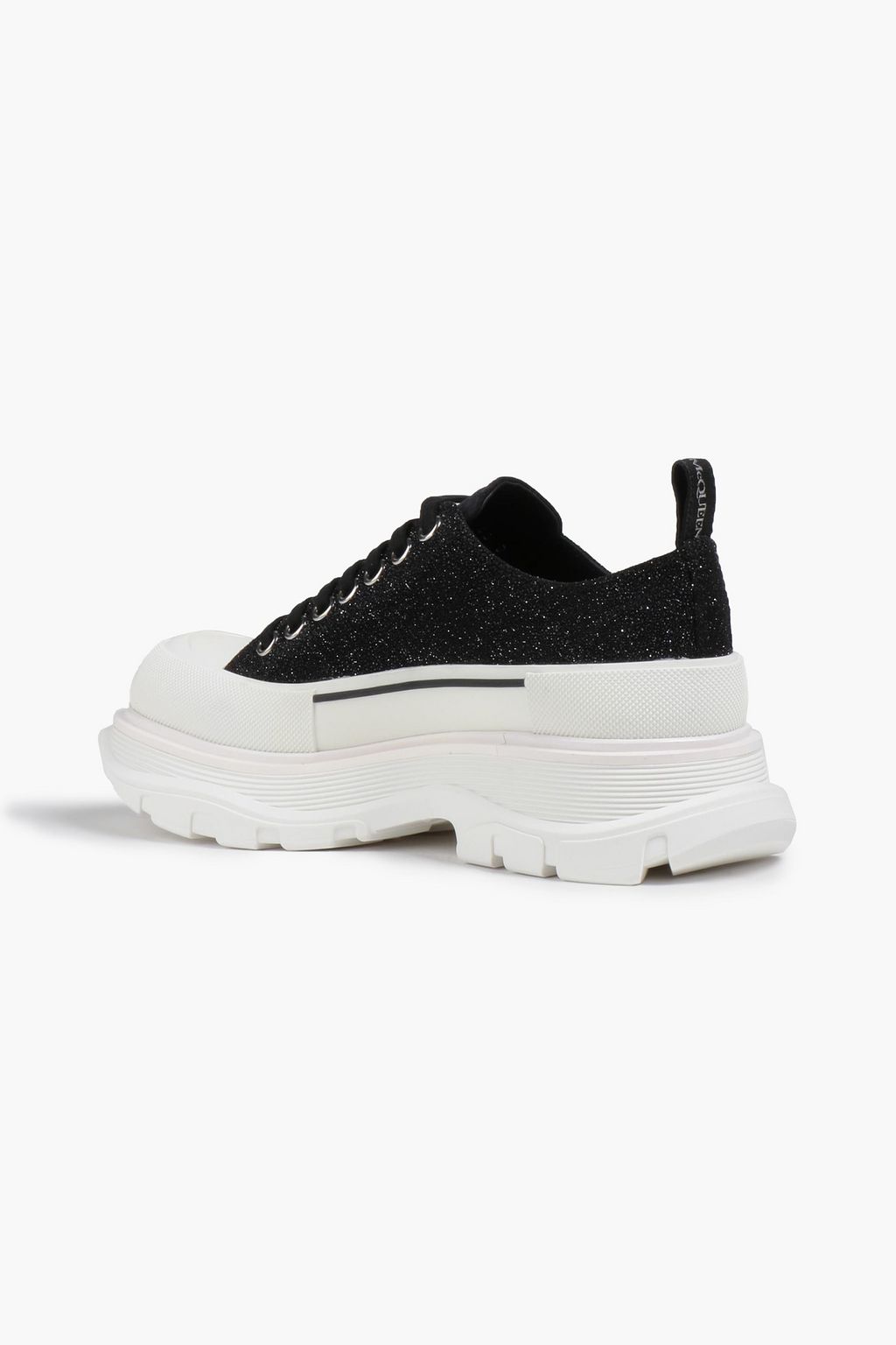 ALEXANDER MCQUEEN Suedetrimmed glittered leather sneakers Sale up to