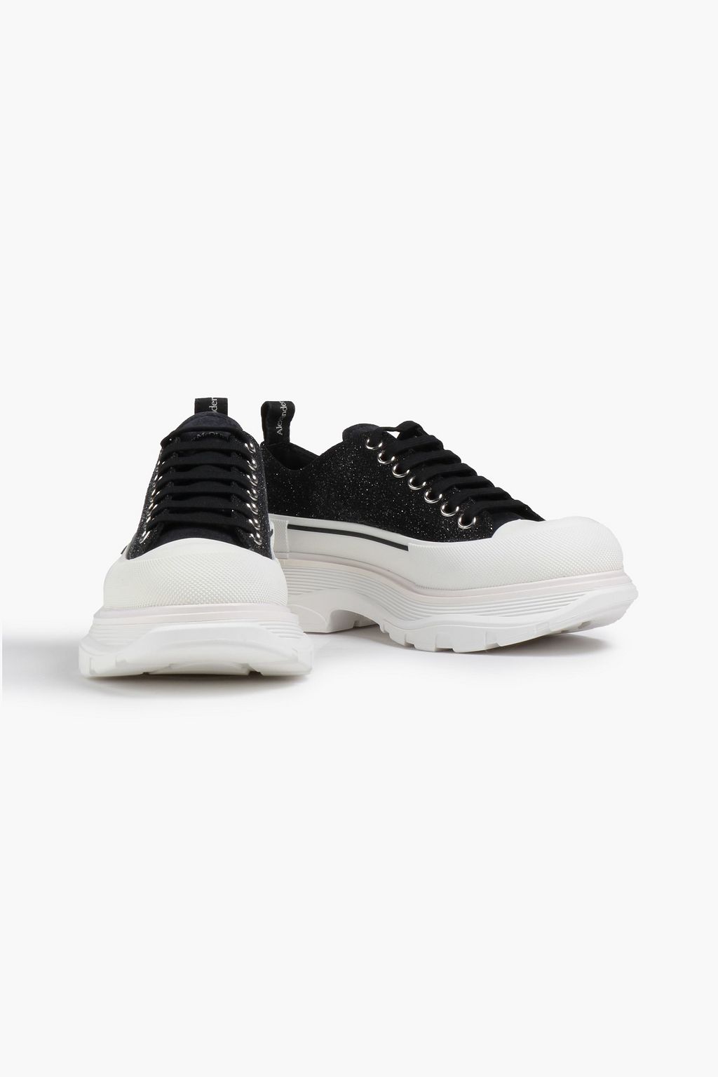 ALEXANDER MCQUEEN Suedetrimmed glittered leather sneakers Sale up to