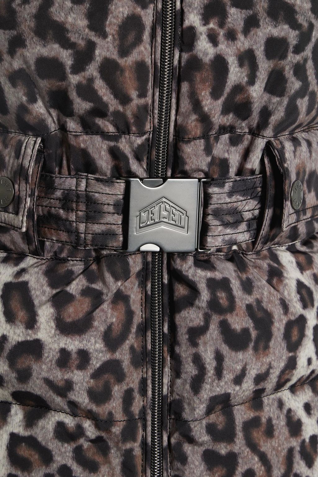 JETSET Belted quilted leopard-print ski vest