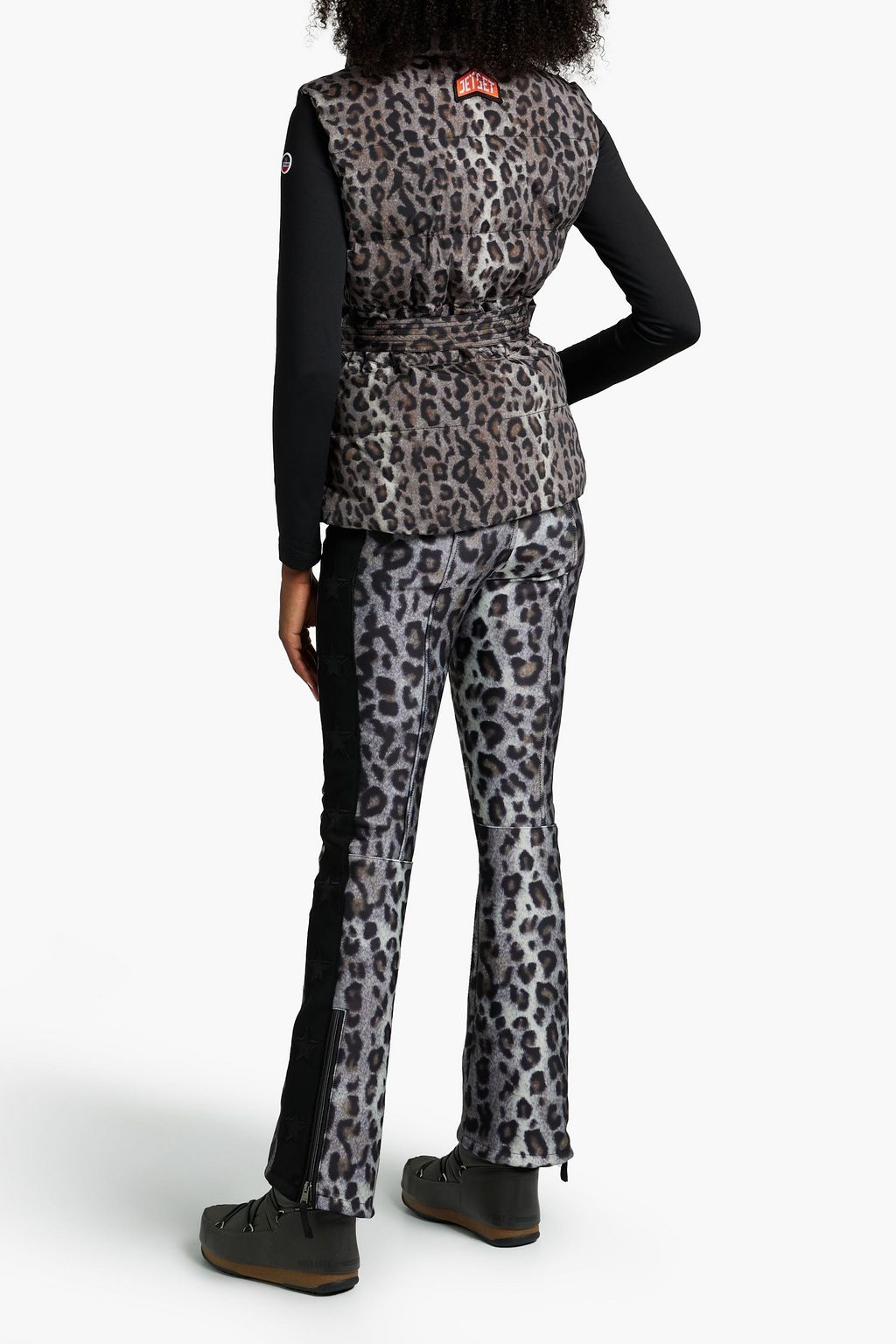 JETSET Belted quilted leopard-print ski vest