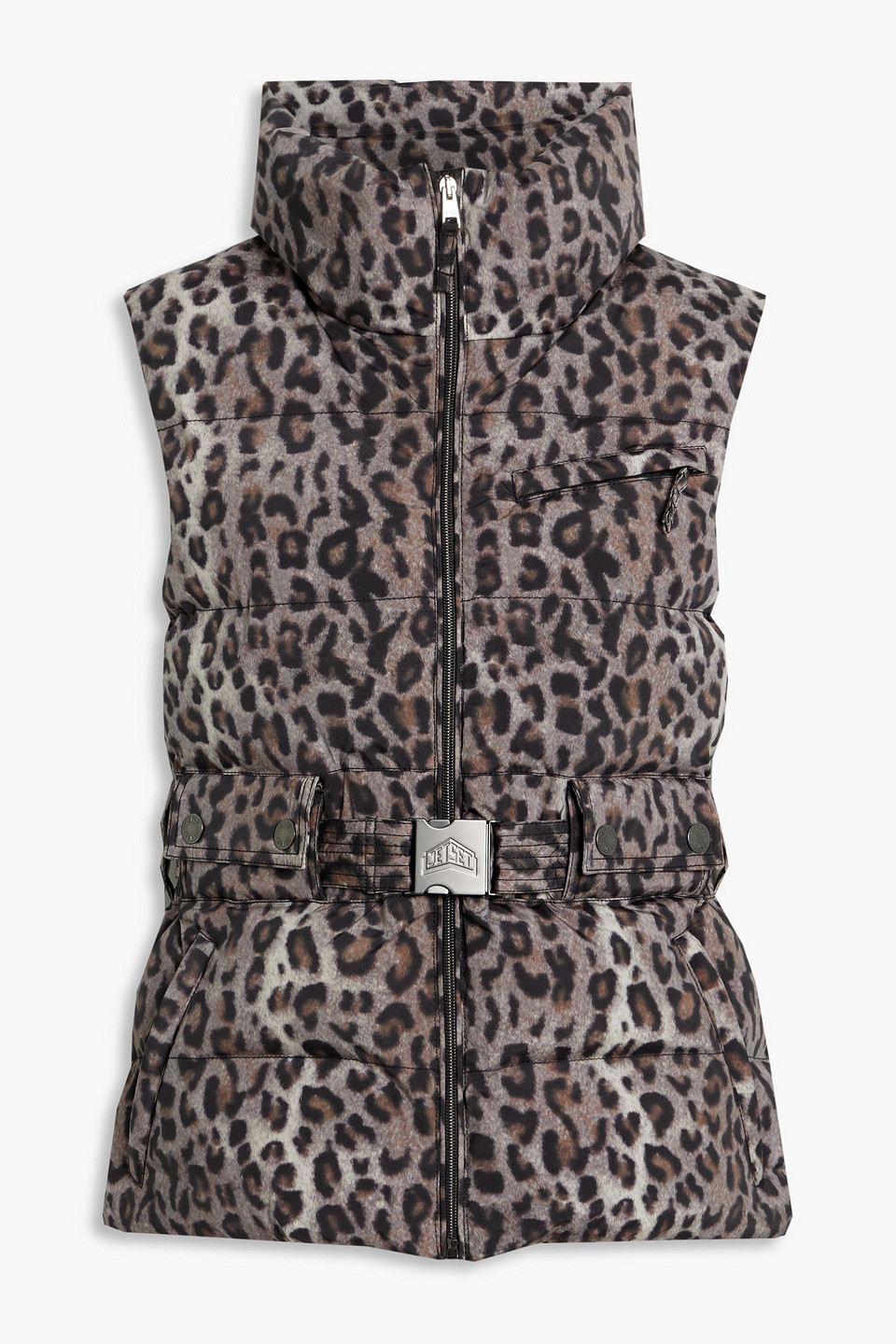 Jetset Belted Quilted Leopard-print Ski Waistcoat In Animal Print