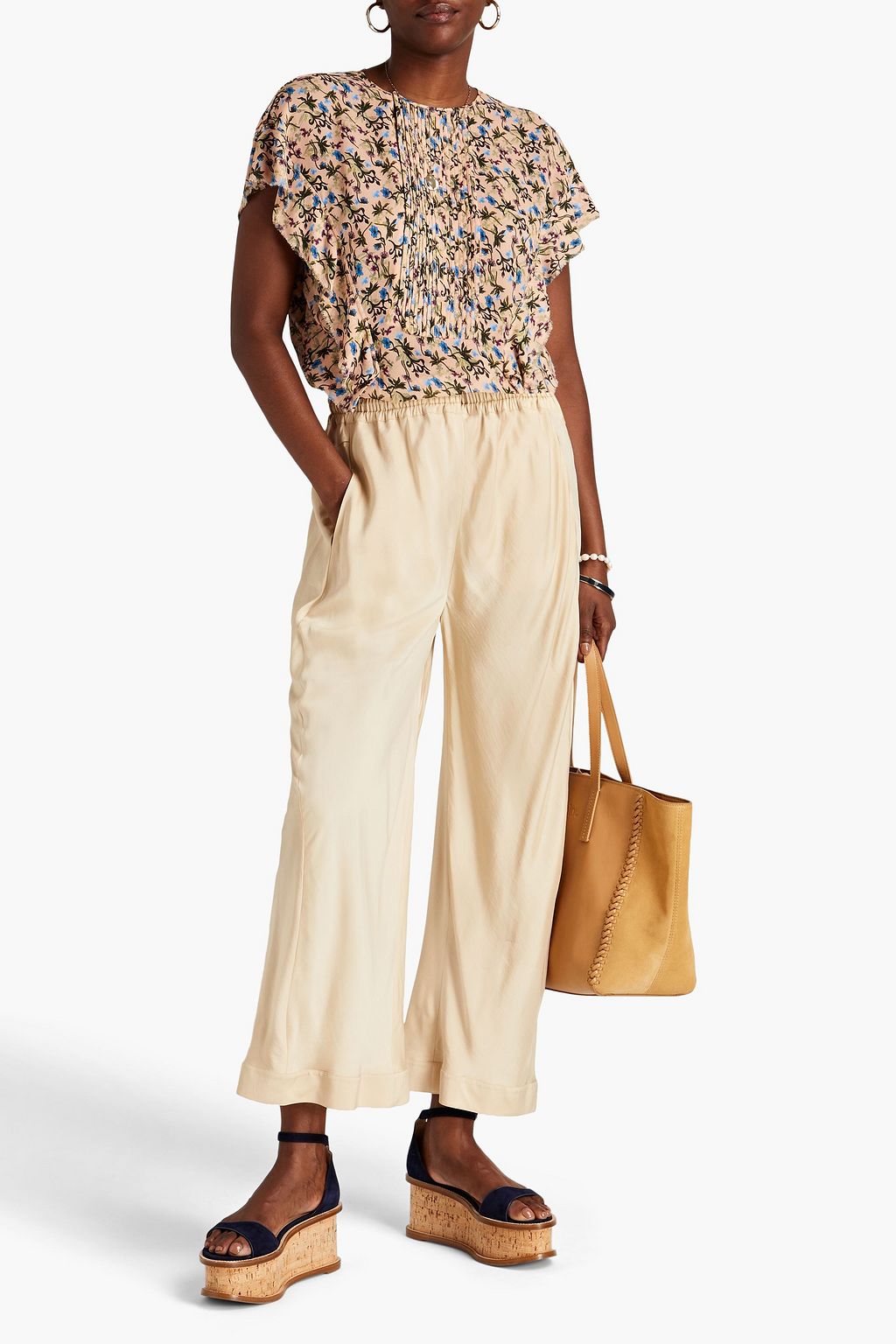 CHLOÉ Gathered faille straight-leg pants