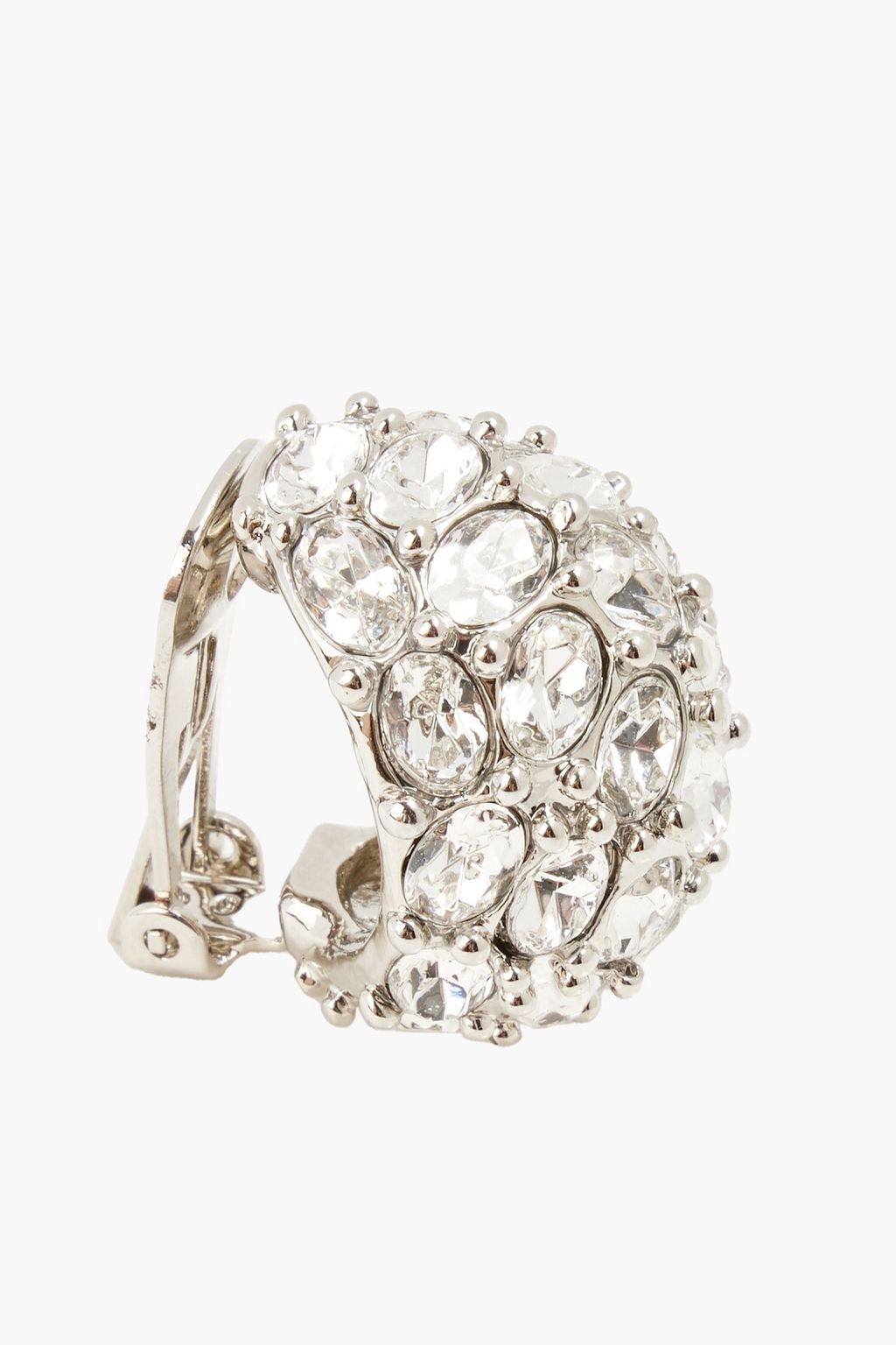 KENNETH JAY LANE Silver-tone crystal clip earrings