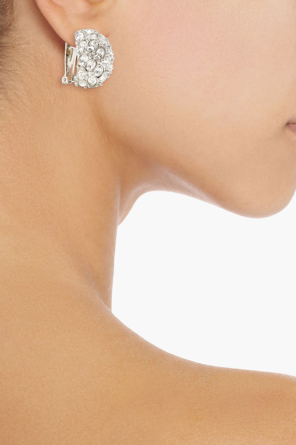 KENNETH JAY LANE Silver-tone crystal clip earrings