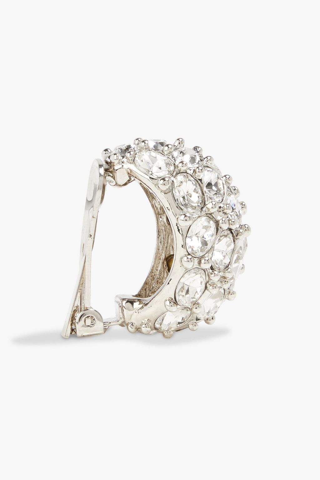 KENNETH JAY LANE Silver-tone crystal clip earrings