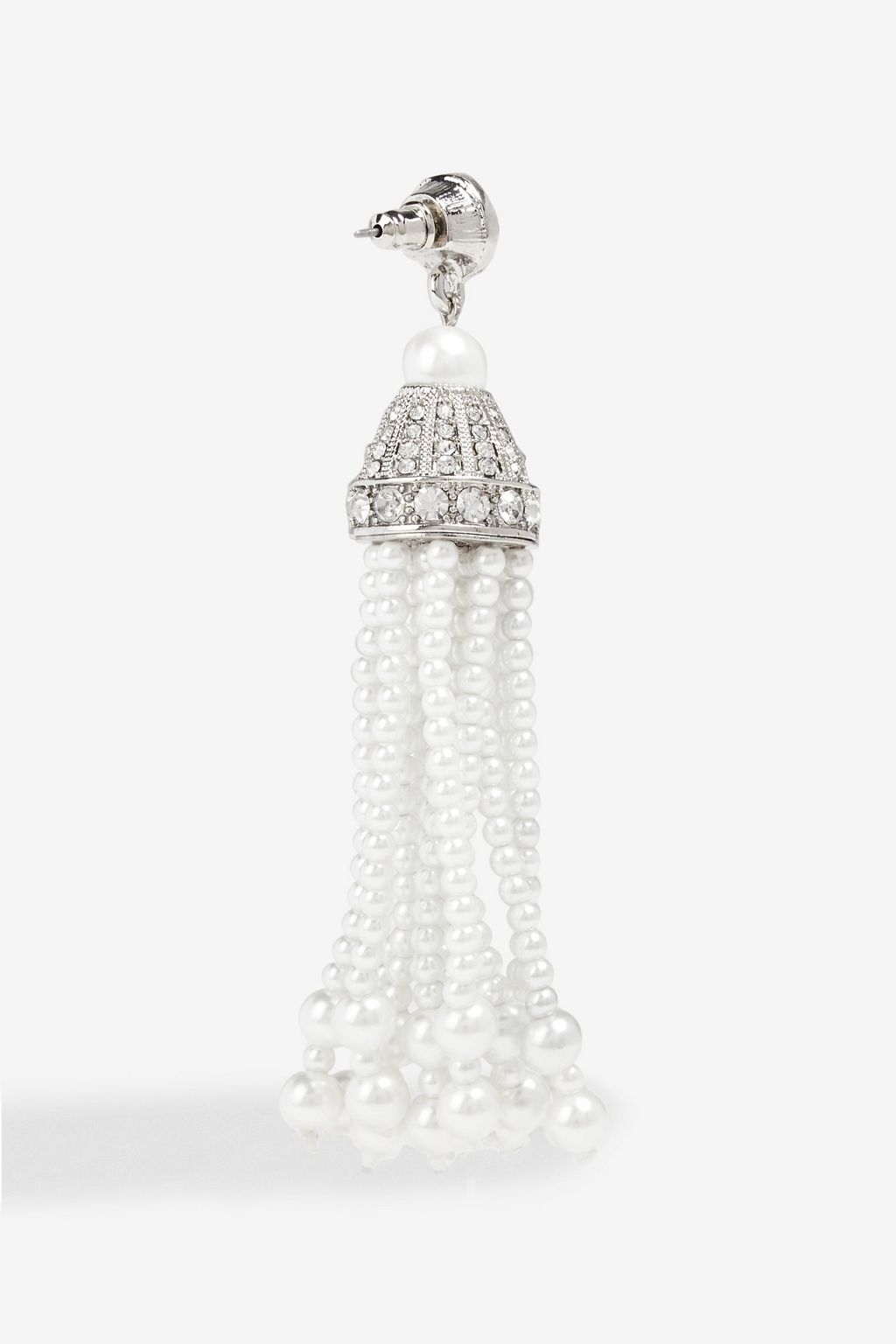 KENNETH JAY LANE Tasseled silver-tone, faux pearl and crystal earrings