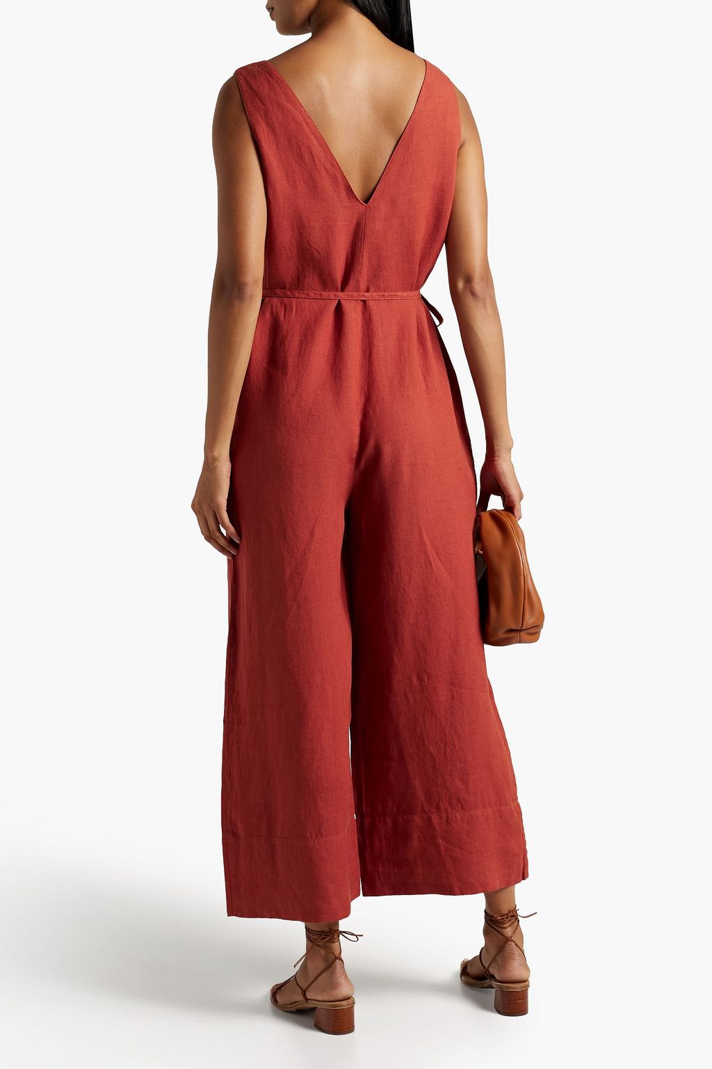 Brick Brier cropped pleated linen jumpsuit JOIE THE
