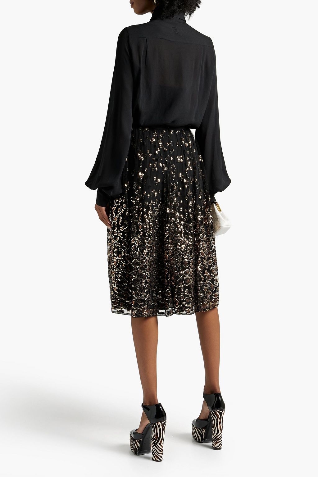 ELIE SAAB Sequined tulle midi skirt