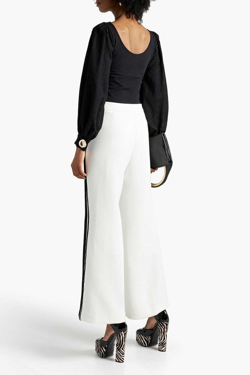 ELIE SAAB Striped twill wide-leg pants