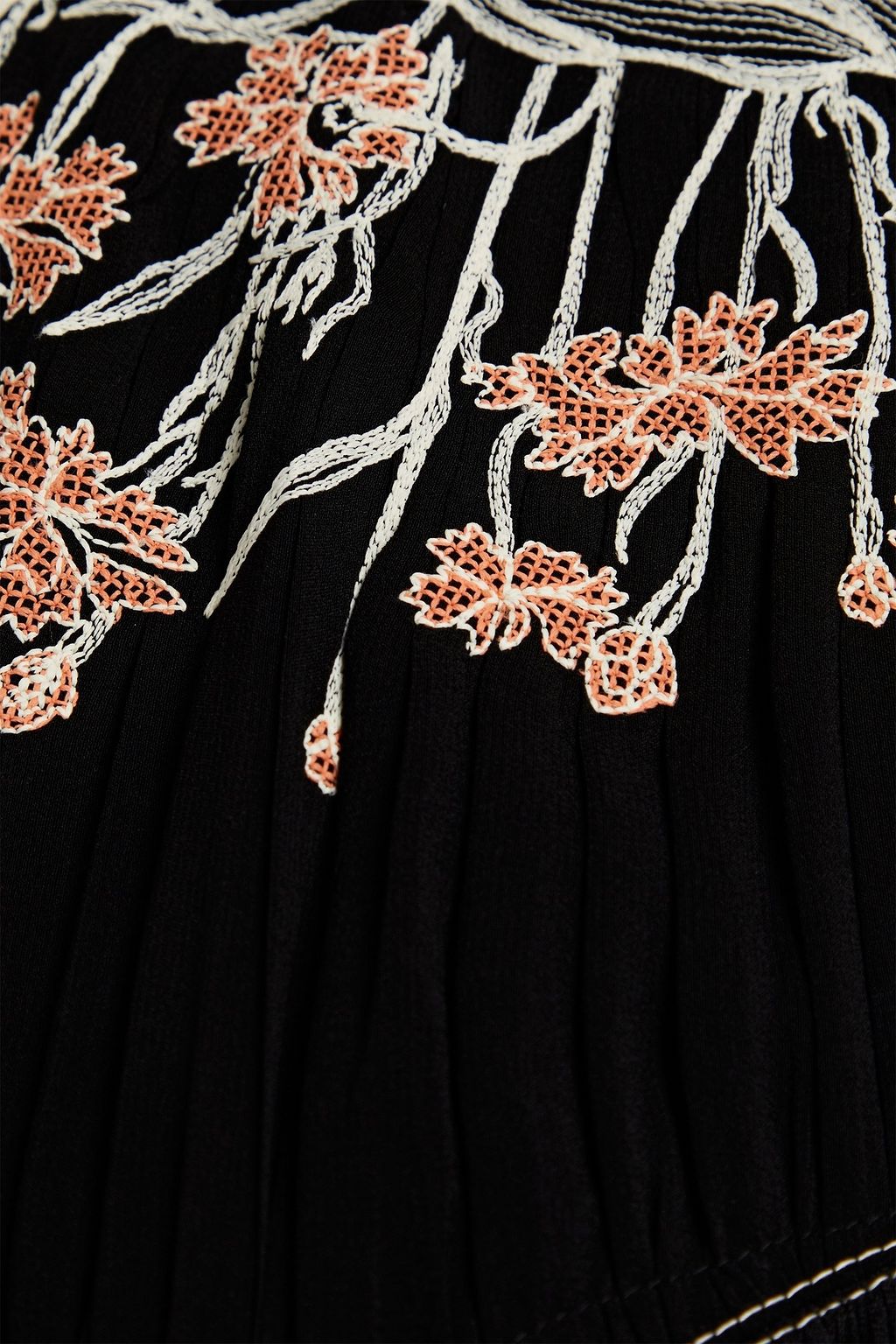 CHLOÉ Gerafftes Maxikleid aus Seiden-Georgette mit Stickereien