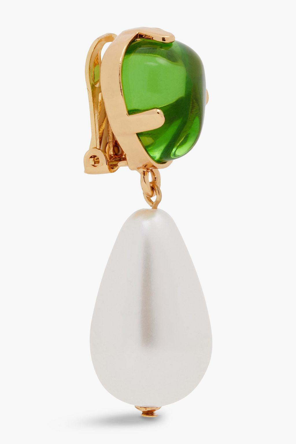 JAY LANE Goldtone, crystal and faux pearl clip earrings THE