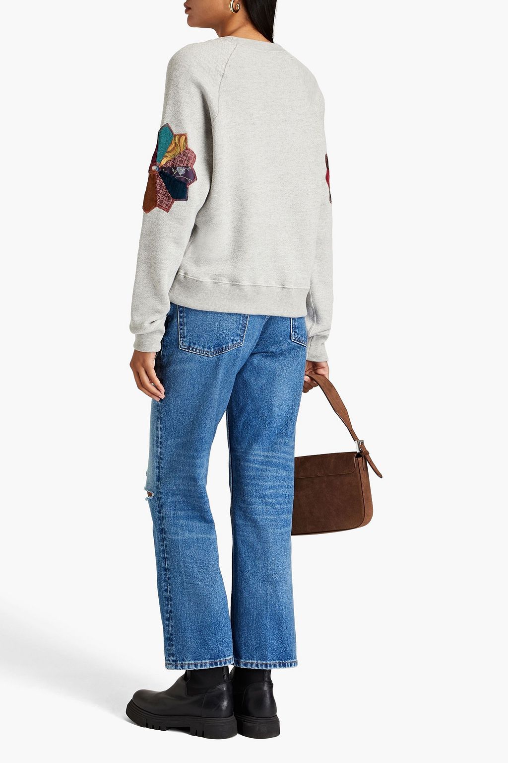 RE/DONE Appliquéd cotton-fleece sweatshirt