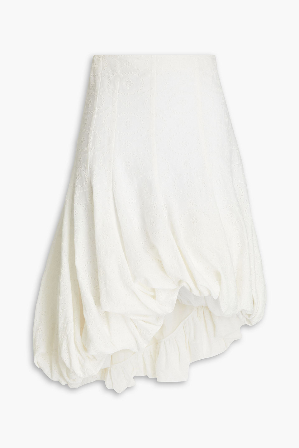 Chloé Asymmetric Cotton-blend Broderie Anglaise Skirt In Elfenbein