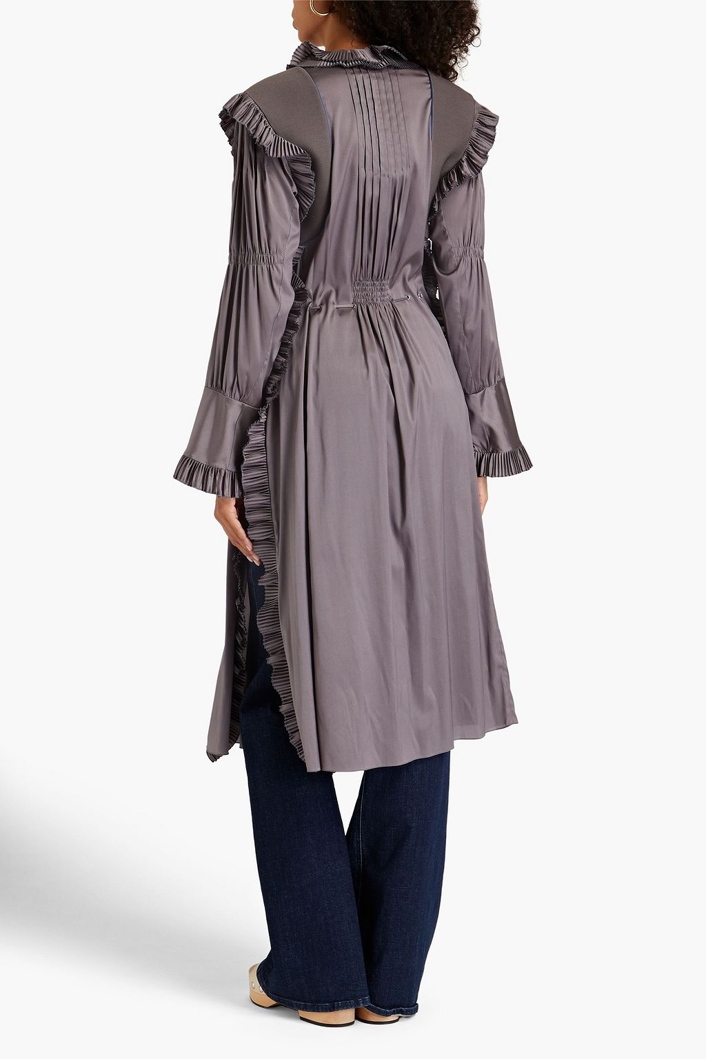 CHLOÉ Jacke aus Stretch-Seide mit Rüschen und Twill-Besatz