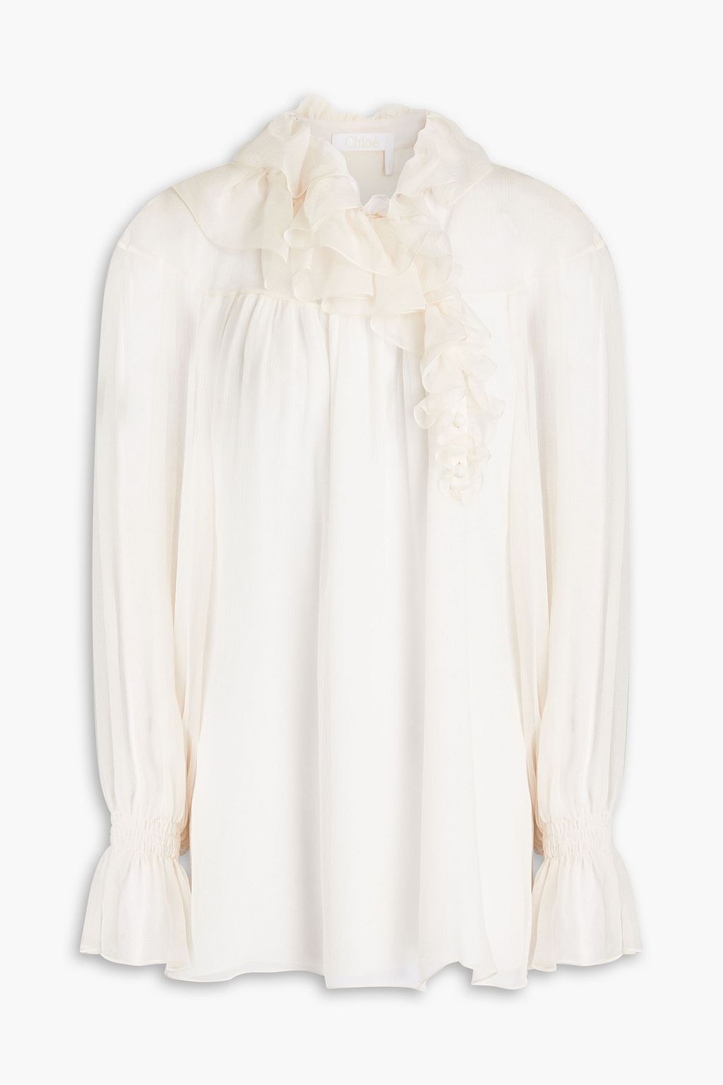 high neck ivory blouse