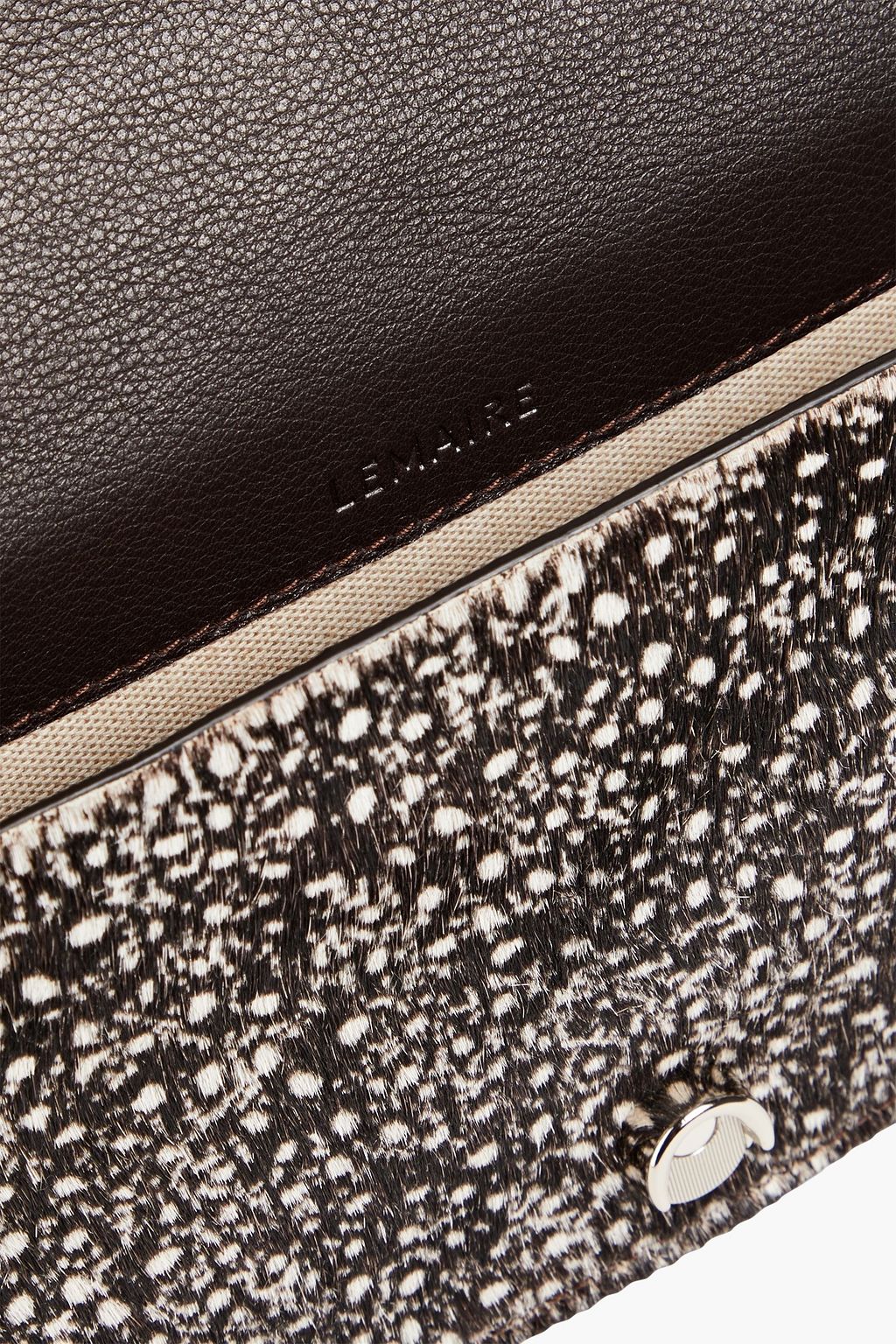 LEMAIRE Printed calf-hair and pebbled-leather messenger bag