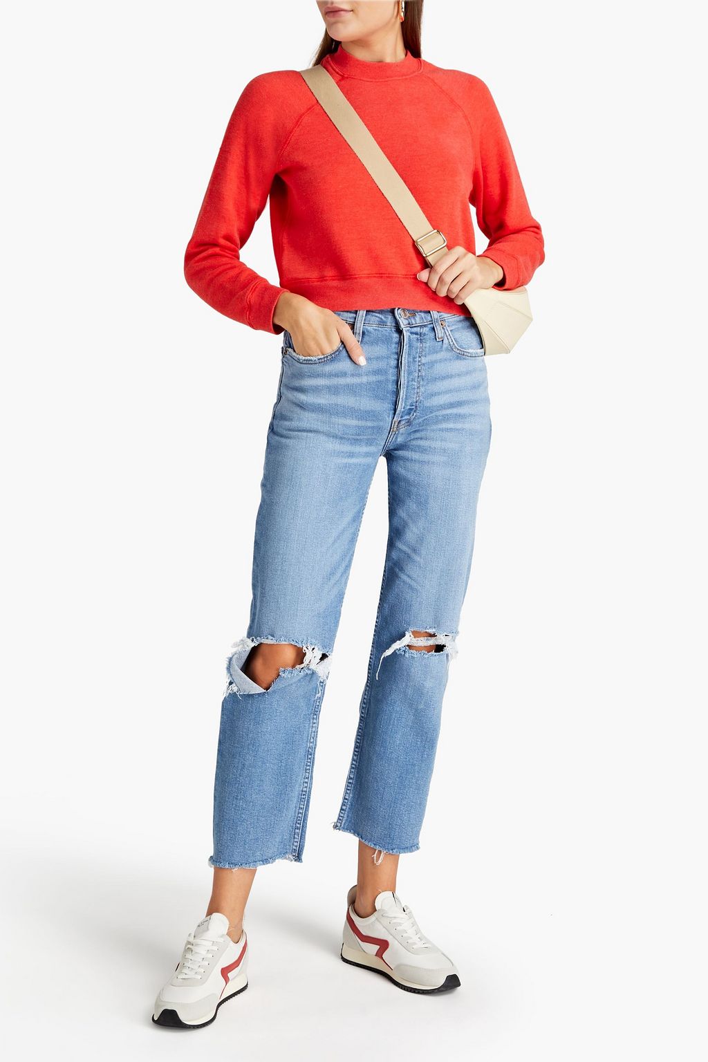 RE/DONE Cropped cotton-fleece sweatshirt